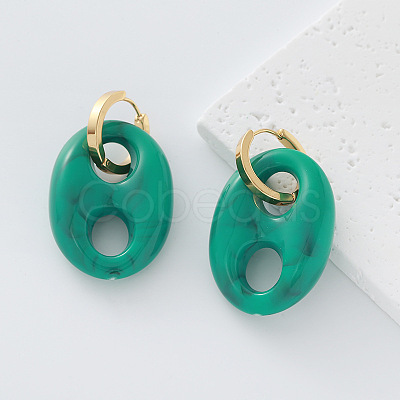 Oval Resin Hoop Earrings for Women SG4237-2-1