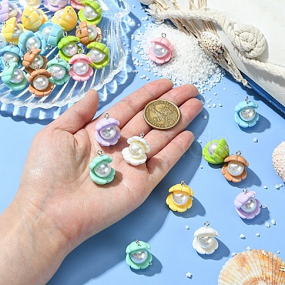 32Pcs 8 Colors Opaque Resin Pendants RESI-YW0003-48-1