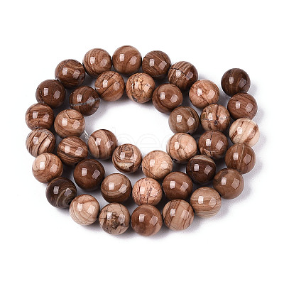Natural Wood Lace Stone Wooden Jasper Beads Strands G-T143-30A-04-1