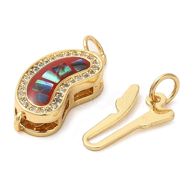 Brass Micro Pave Clear Cubic Zirconia Box Clasps KK-K385-093G-1