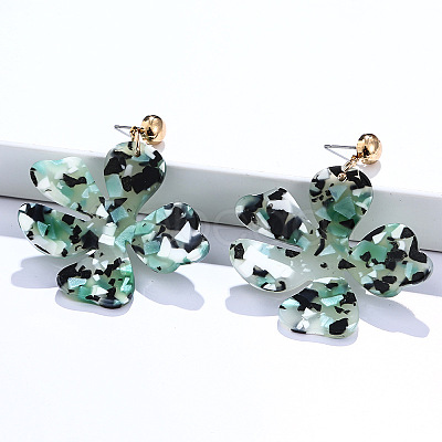 Alloy & Acrylic Dangle Stud Earrings FS-WG0D14E-05-1