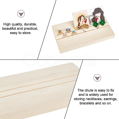 2 Slots Rectangle Wood Earring Display Card Stands EDIS-WH0031-19-1