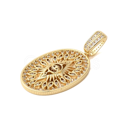 Rack Plating Brass Micro Pave Clear Cubic Zirconia Pendants KK-C067-09G-04-1