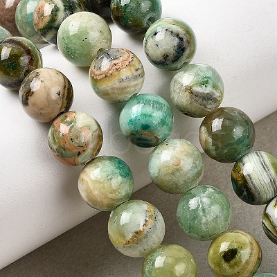 Natural Green Line Jasper Beads Strands X-G-L639-A01-8mm-1