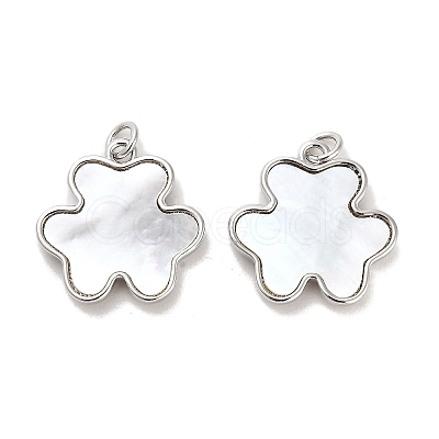 Brass Pave Shell Pendants KK-K365-08A-P-1