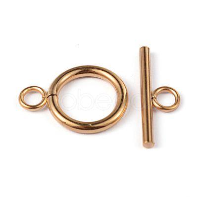 Ion Plating(IP) 304 Stainless Steel Ring Toggle Clasps STAS-L176-12G-1