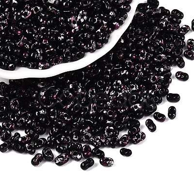 Picasso Spray Painted Glass Seed Beads SEED-T006-04-38-1