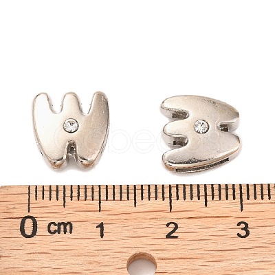 Letter Slider Beads for Watch Band Bracelet Making X-ALRI-O012-W-NR-1