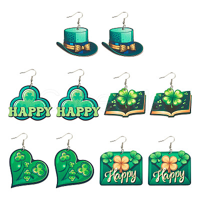 DIY Saint Patrick's Day Wood Dangle Earrings Making Kit DIY-TA0009-17-1