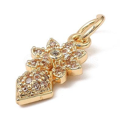 Brass Micro Pave Cubic Zirconia Charms KK-C133-03E-G-1