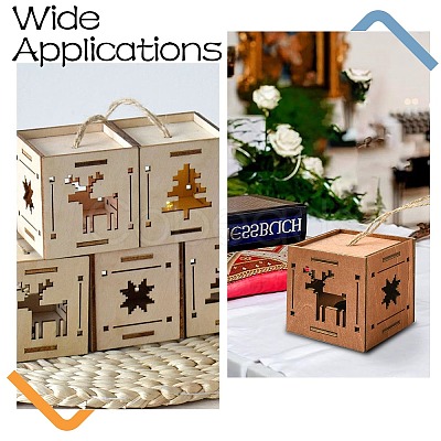 1 Set 6Pcs 2 Styles Christmas Square Splicing Wooden Ornament Mixed Colors ST-CJ0040-001-1