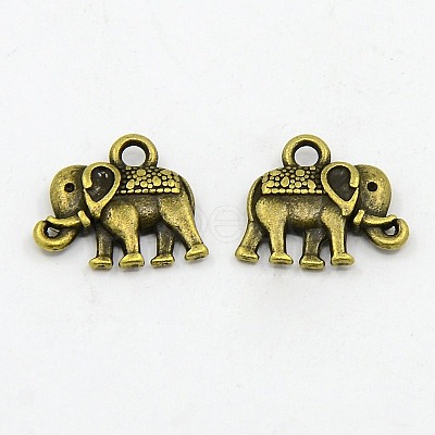 Vintage Elephant Charms A-PALLOY-ZN-47017-AB-F-1