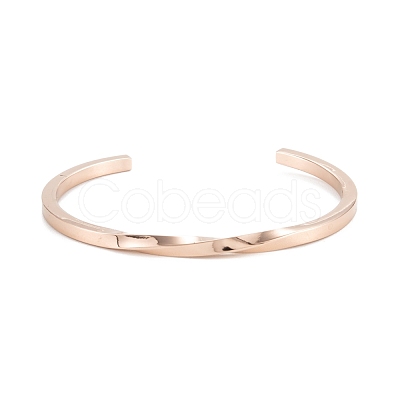 Ion Plating(IP) 304 Stainless Steel Cuff Bangles BJEW-K222-02RG-1