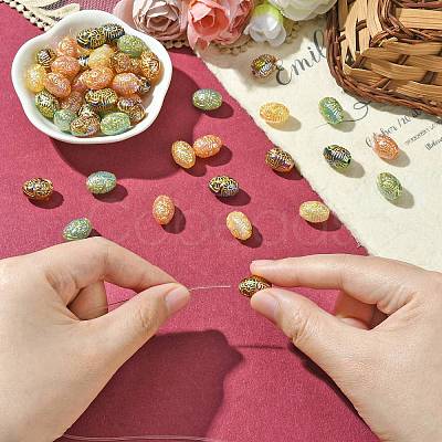 50Pcs Golden Metal Enlaced Opaque Acrylic Beads OACR-CJ0001-78-1