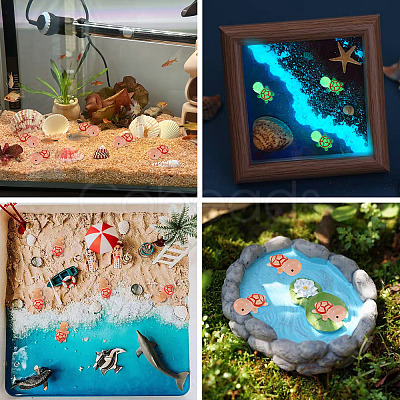 12Pcs Luminous Translucent Resin Sea Animal Cabochons RESI-TA0004-56A-1