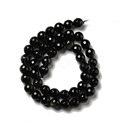 Natural Golden Sheen Obsidian Beads Strands G-P476-01C-04-1