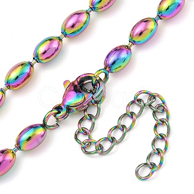 PVD Vacuum Plating 304 Stainless Steel Oval Link Chain Necklaces NJEW-P315-04MC-1