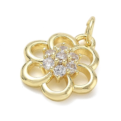 Brass with Rhinestone Charms KK-CBAD872-01G-03-1
