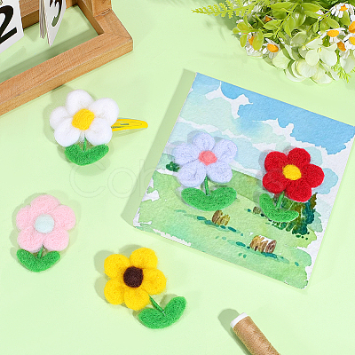 5Pcs 5 Colors Handmade Wool Felt Ornament DIY-PH0034-68-1