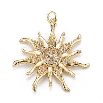 Brass Micro Pave Clear Cubic Zirconia Pendants ZIRC-P086-31G-1