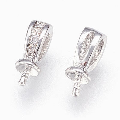 Brass Cup Pearl Peg Bails Pin Pendants KK-P150-17-1