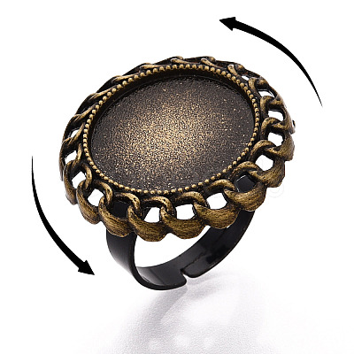 Adjustable Alloy & Iron Bezel Cup Ring Base with Rotatable Tray MAK-T012-14AB-1