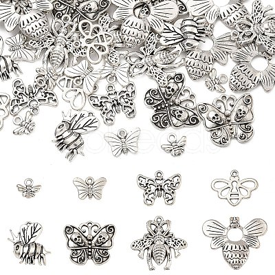 40Pcs 8 Styles Tibetan Style Alloy Pendants TIBE-YW0001-65-1