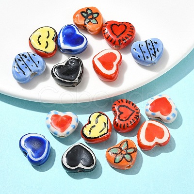 16Pcs 8 Colors Handmade Porcelain Beads PORC-YW0001-49-1