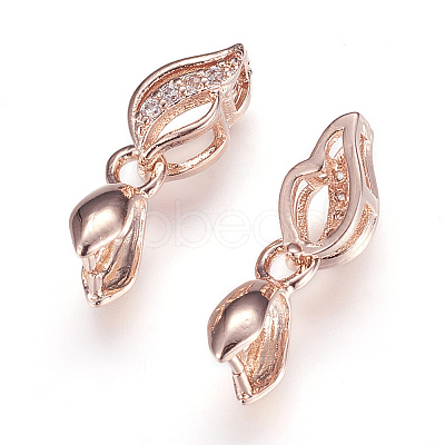 Long-Lasting Plated Brass Micro Pave Cubic Zirconia Ice Pick Pinch Bails X-ZIRC-F063-03RG-1