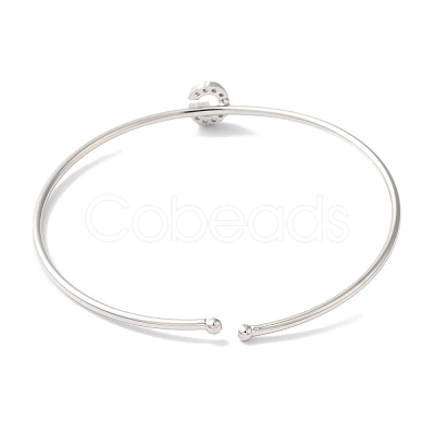 Rack Plating Brass Micro Pave Clear Cubic Zirconia Letter Open Cuff Bangles BJEW-A018-01P-G-1