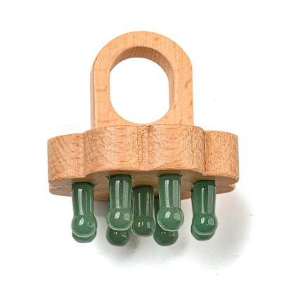 Natural Green Aventurine Scalp Massager AJEW-G058-02D-1