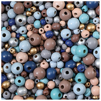 Baking Paint Wood Beads WOOD-SP0001-77B-1