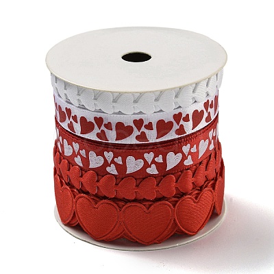 10 Yards 5 Styles Valentine's Day Polyester Ribbons X1-OCOR-Q026-01-1