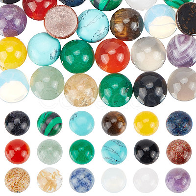 36Pcs 18 Styles Mixed Gemstone Cabochons G-HY0001-55-1