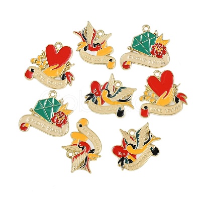 8Pcs 4 Styles Mother's Day Theme Alloy Enamel Pendants ENAM-FP0002-25-1