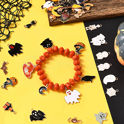 Halloween Theme Alloy Enamel Pendants FIND-SP0004-37-1