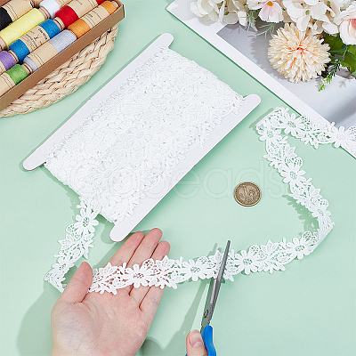 10Yards Polyester Flower Lace Trim Ribbons OCOR-MA0001-72-1