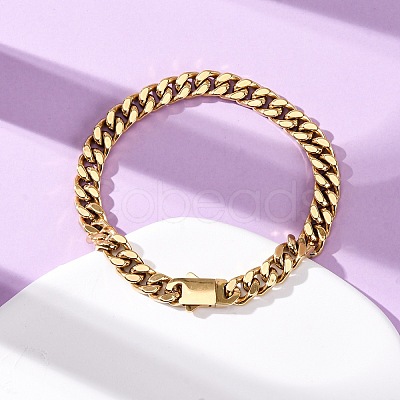 304 Stainless Steel Curb Chain Bracelets for Unisex BJEW-K283-01A-G-1