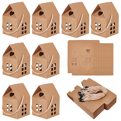 House Shaped Paper Folding Candy Tote Boxes with Hollow Window and Rope Handles CON-WH0092-17B-1