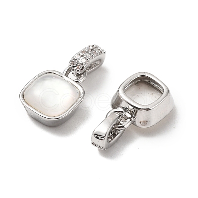 Brass Micro Pave Cubic Zirconia with Natural Shell Charms KK-G533-15P-1