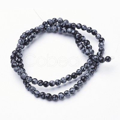 Natural Snowflake Obsidian Beads Strands X-GSR4mmC009-1