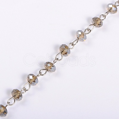 Handmade Rondelle Glass Beads Chains for Necklaces Bracelets Making AJEW-JB00038-05-1