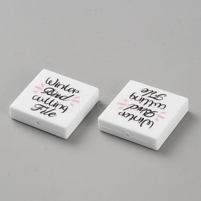 Square Food Grade Eco-Friendly Silicone Focal Beads SIL-SZC0005-21A-03-1