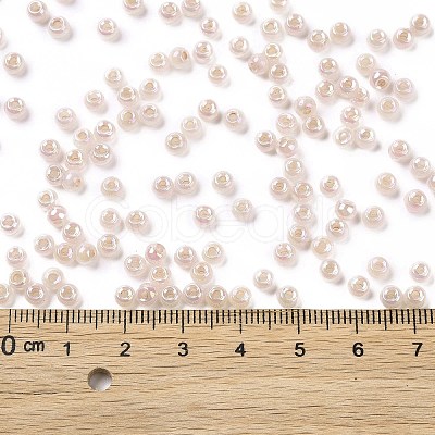 6/0 Opaque Colours Rainbow Plated Round Glass Seed Beads SEED-T006-04D-02-1