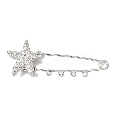 Starfish 304 Stainless Steel Safety Pins Brooch Findings SA-CBAB767-06C-P-1