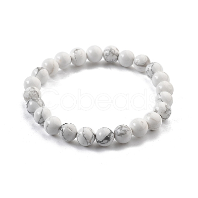Natural Howlite Beaded Stretch Bracelets BJEW-Q692-42-8mm-1