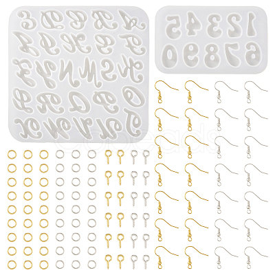 2Pcs 2 Style Letter & Number Silicone Pendant Molds DIY-TA0005-69-1