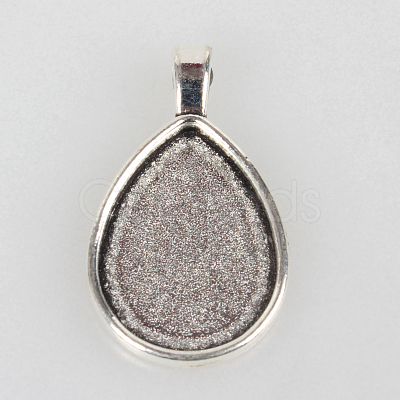 Tibetan Style Alloy Pendant Cabochon Settings X-TIBEP-N003-03AS-1