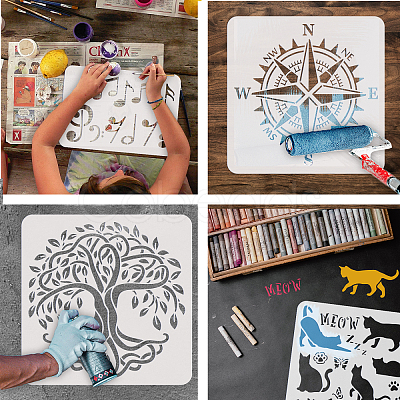 PET Hollow Out Drawing Painting Stencils DIY-WH0391-0163-1