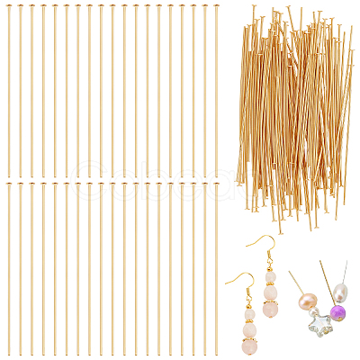 120Pcs Brass Flat Head Pins FIND-BC0019-23G-1